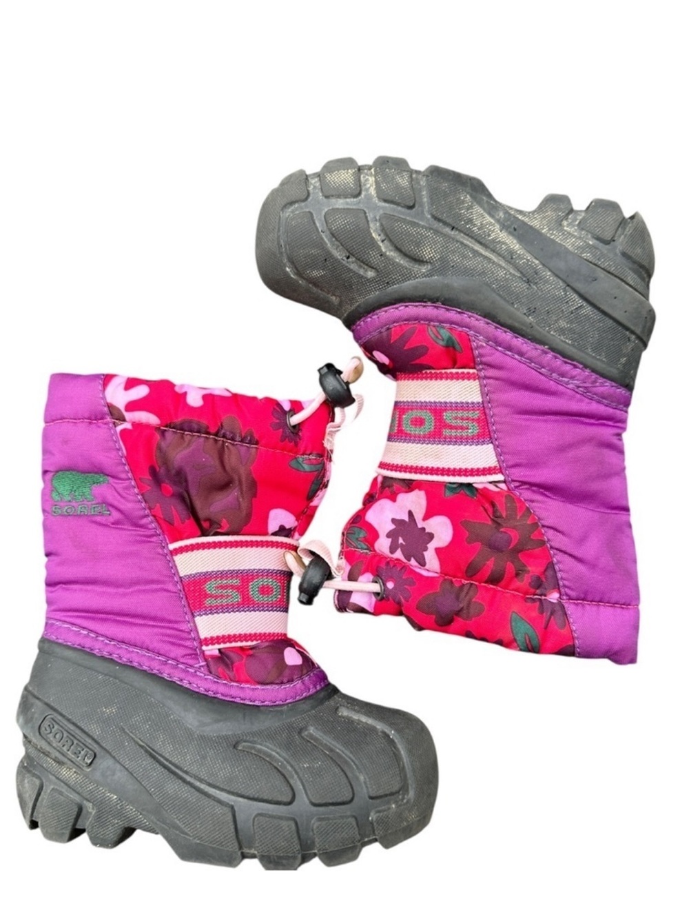 Sorel Pink and Purple Floral kids Winter‎ Boots snow size 6